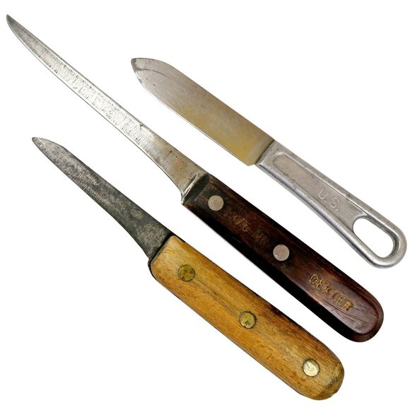 Other - Vintage Utility Knife Trio – Dexter 1376, U.S. Mess Kit, Handmade Full Tang